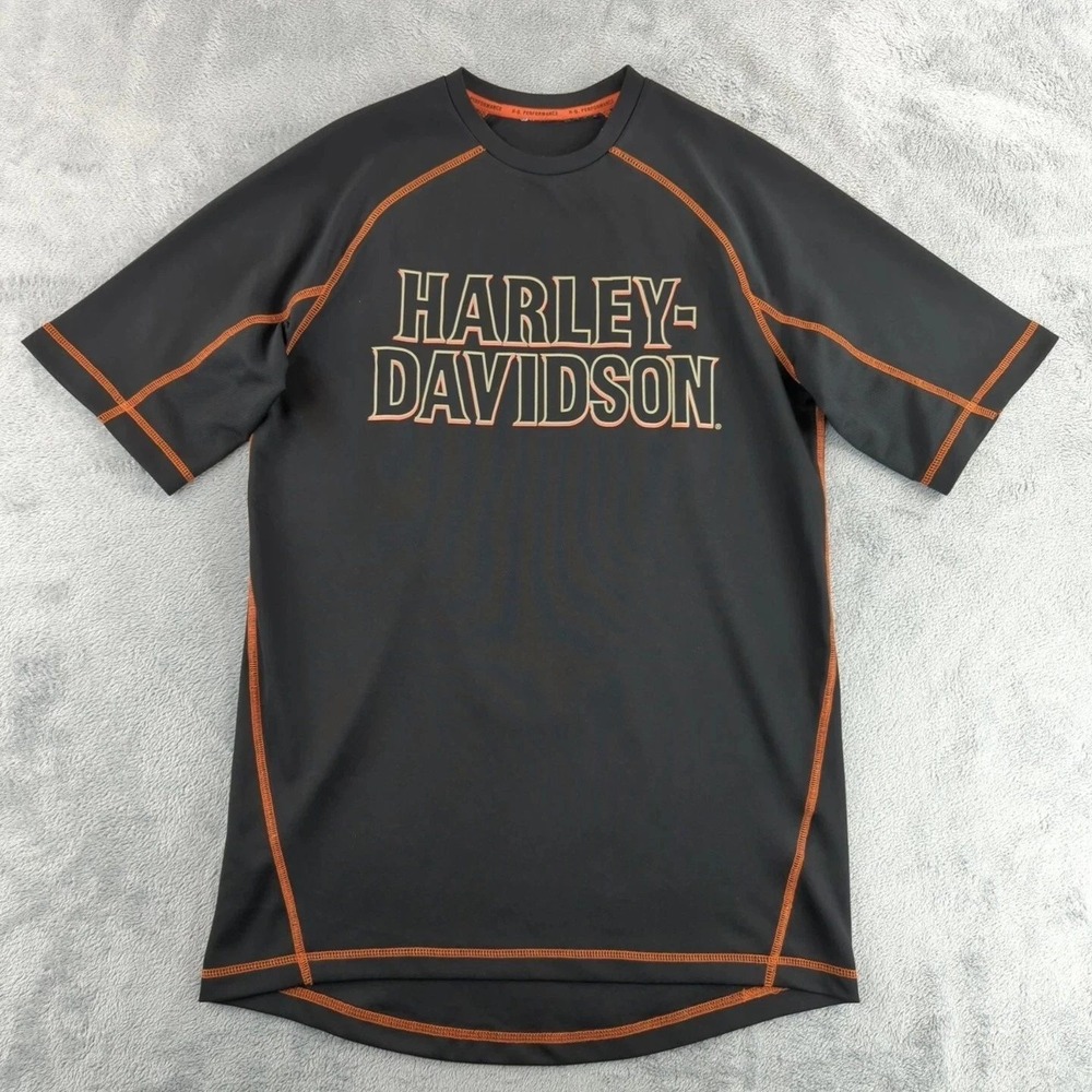 Vintage Y2K Harley-Davidson‎ H-D Performance T-Shirt Mens Small Black Orange